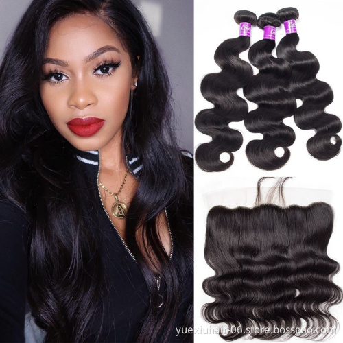 Wholesale Virgin Human Hair Extension Brazillian Hair Bundles Human Hair Weave bundle with closure frontal